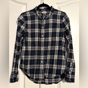 Faherty Women’s Plaid Ruffle Trim Neck Button Up Shirt